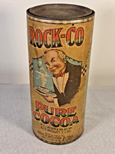 Antique Rockwood Rock Co Pure Cocoa 2lb Can Brooklyn NY Cardboard Tin Sign 1900s picture
