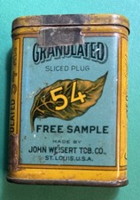 RARE Vintage Granulated 54 John Weisert’s Pocket Tin St Louis Sample 1910 Stamp picture