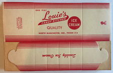 1950's Louie's Candy Kitchen Ice Cream Container Red & White Colors 