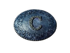 Vintage Crumrine Horseshoe Western Belt Buckle Oval Scroll USA picture