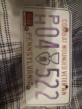 Rare VTG 2003 COMBAT WOUNDED VETERAN PURPLE HEART Pennsylvania License Plate picture