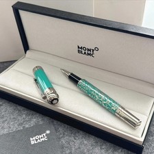 Mont.blanc Luxury Turquoise Silver Rollerball Pen Floral VIP Gift New picture