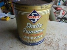 Vintage Empty 10 Pound Size Skelly Supreme Grease Oil Can Nice Lot 26-50-CH picture