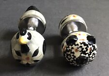 Set of 2 Temptations Chicken and Pig Ceramic Corn On The Cob Holders In Black picture