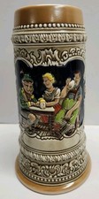 VTG 1976 Budweiser Anheuser Busch Beer Stein CS4 German Tavern Scene Ceramarte picture