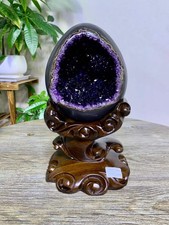 9.48LB Natural amethyst quartz specimen mineral dinosaur egg reiki Decor+stand picture