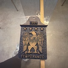 Vintage EMIG Metal Plaque Wall Hanging - USA - Eagle -  TEMPERANCE 1808 picture