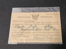WW1 REGISTRATION CERTIFICATE DRAFT CARD 1918 Iowa City WI Charles Fred Sittig picture