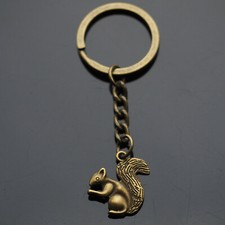 Cute Squirrel Eating Nut Funny Wildlife Nature Lover Key Chain Bronze Keychain picture