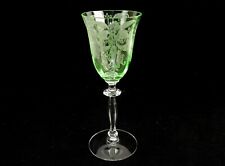 Cambridge Etched Glass 4 oz. Goblet, Hex Stem, Green Bowl, Majestic Pattern picture