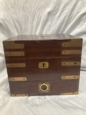 ANTIQUE 1850 APOTHECARY CABINET MEDICINE CHEST JARS Military Campaign Rare picture