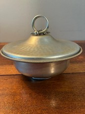 VTG Buenilum Hammered Aluminum Beaded Serving Bowl with original PYREX and Lid picture