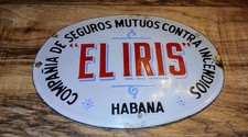 EL IRIS DE SEGUROS MUTUOS CONTRA INSURANCE CO 1930'S  PORCELAIN RARE FIND  SIGN picture