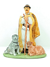 Nicostar Romania Shepherd with Dog and Sheep porcelain statue Sighisoara 8.25
