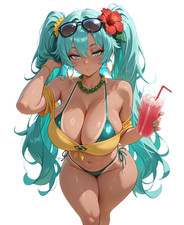 Brazilian Miku Bikini Anime Die-Cut Sticker 4.5