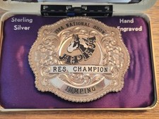 VINTAGE  1988 GIST STERLING OVERLAY CHAMPION TROPHY BELT BUCKLE picture