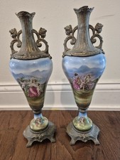 Victorian Imperial French style porcelain urn garniture set antique Painted picture