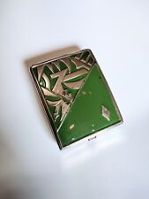 Vintage Volupte Cosmetic Rouge Face Powder Compact Green Cloissone Art Deco picture