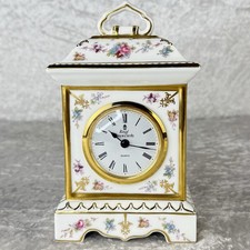 Vintage 1996 Royal Crown Derby Royal Antoinette Porcelain Mantel Clock - Tested picture
