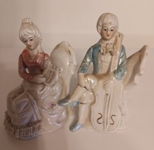Vintage Porcelain Colonial/Victorian Couple Figurines Hard lace EUC + picture