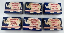 Vintage 1950s GOP Republican Elephant Campaign Cookie Cutters W/ Original Boxes picture