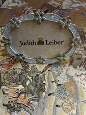 Judith Leiber Silver Tone 6.75x4.75” Photo Frame w/ Rhinestones & Enamel Accents picture