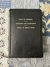 Vintage 1970 LDS Triple combination Book Of Mormon Doctrine Pearl Leather picture