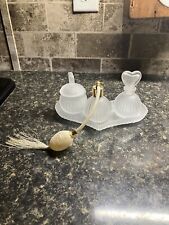 Vintage 1970’s, Frosted Glass Vanity Set picture