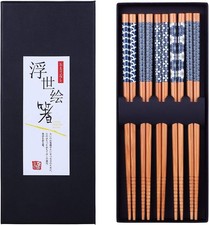 Antner 5 Pairs Natural Bamboo Chopsticks Reusable Style 2  picture