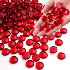 1LB Red Glass Marbles, Transparent and Smooth Flat Glass Beads for Vases, Mosaic picture