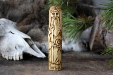 Small wooden statue of MERLIN. Celtic mythical figure MERLIN figurine picture