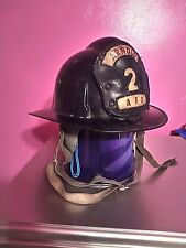 Vintage Fiberglass Fireman's Helmet Leather Badge picture