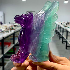1.16LB Natural Purple Green fluorite Handcarved Airwolf Crystal Specimen picture