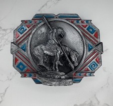 Siskiyou Buckle Co. Horse & Rider Buffalo Western Americana Enamel Belt Buckle picture