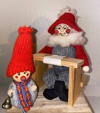 Ljungstroms of Sweden Vtg RARE HTF Wood Christmas Grandpa Writing Lil Boy Bell picture
