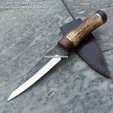 Sgian Dubh Scottish Carbon Steel Fixed Blade Stag Antler Handle Duty Paid USA picture