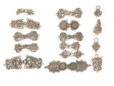 Pewter Clasps Norway Tinn-Per Vintage Sweater Hooks Frogs 11 Sets (22pc) +Extras picture