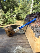 Olive burl Billards pipe with a straight blue ripple stem. picture