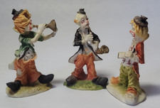Vtg Satis-5 Miniature Clown Band Figurines - Set of 3 Taiwan 1980s Mini 3