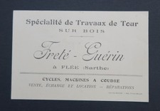 Business card Freté Guérin Flée Sarthe cycle bike bicycle old visit card picture