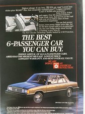 1984 Dodge Aries K  Print Ad Best 6-Passenger Car picture