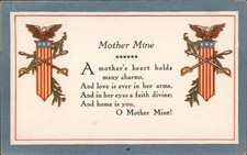 Patriotic Mother Mine Poem Original Vintage Postcard picture