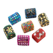 Set of 7 Multi Color Wooden Beaded Jewelry Gift Organizer Box Storage for Travel picture