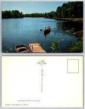 Rowboat Lake Reflections Summer Time Postcard picture