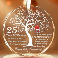 25th Wedding Anniversary Ornament - Gift for 25th Anniversary - Silver Annive... picture