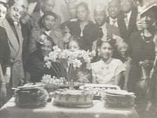 1940s African American Birthday Party with Cake Party Hats Black Americana Photo picture
