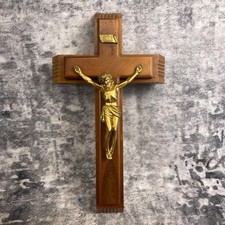 Vtg Wood Sick Call Crucifix Last Rites Set Hidden Compartment Catholic Altar picture