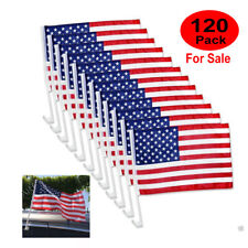 120 Pack  American US Patriotic Car Window Clip USA Flags 18