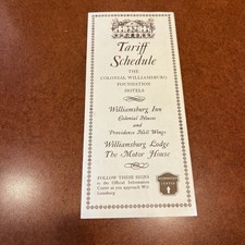 VTG 1976 Colonial Williamsburg Inn Lodge And Motor House Tariff Schedule VA picture