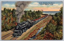 c1940s Hauling Iron Ore Duluth MN Superior Docks Train Postcard picture